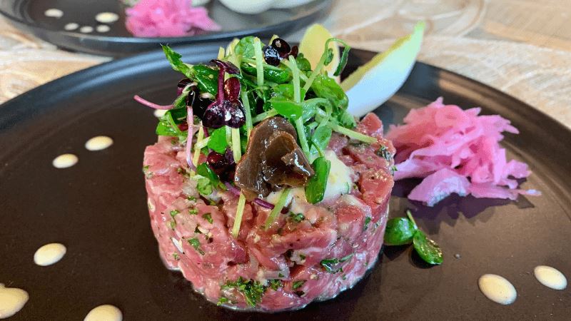 Beef Tartare with White Truffle and Microgreen Salad