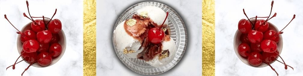 Black Tea Ice Cream Sundae with Gold Leaf Garnish