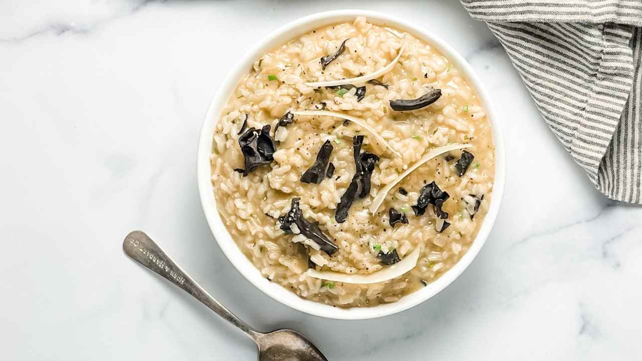 Black Trumpet Mushroom and Chive Risotto