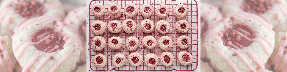 Pink Peppercorn Thumbprint Cookies with Raspberry-Lemon Curd