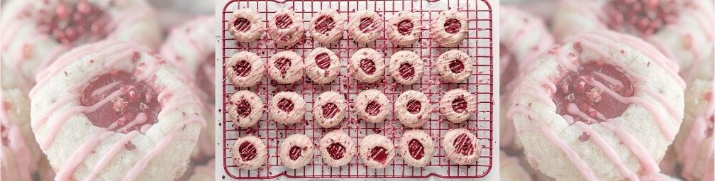 Pink Peppercorn Thumbprint Cookies with Raspberry-Lemon Curd