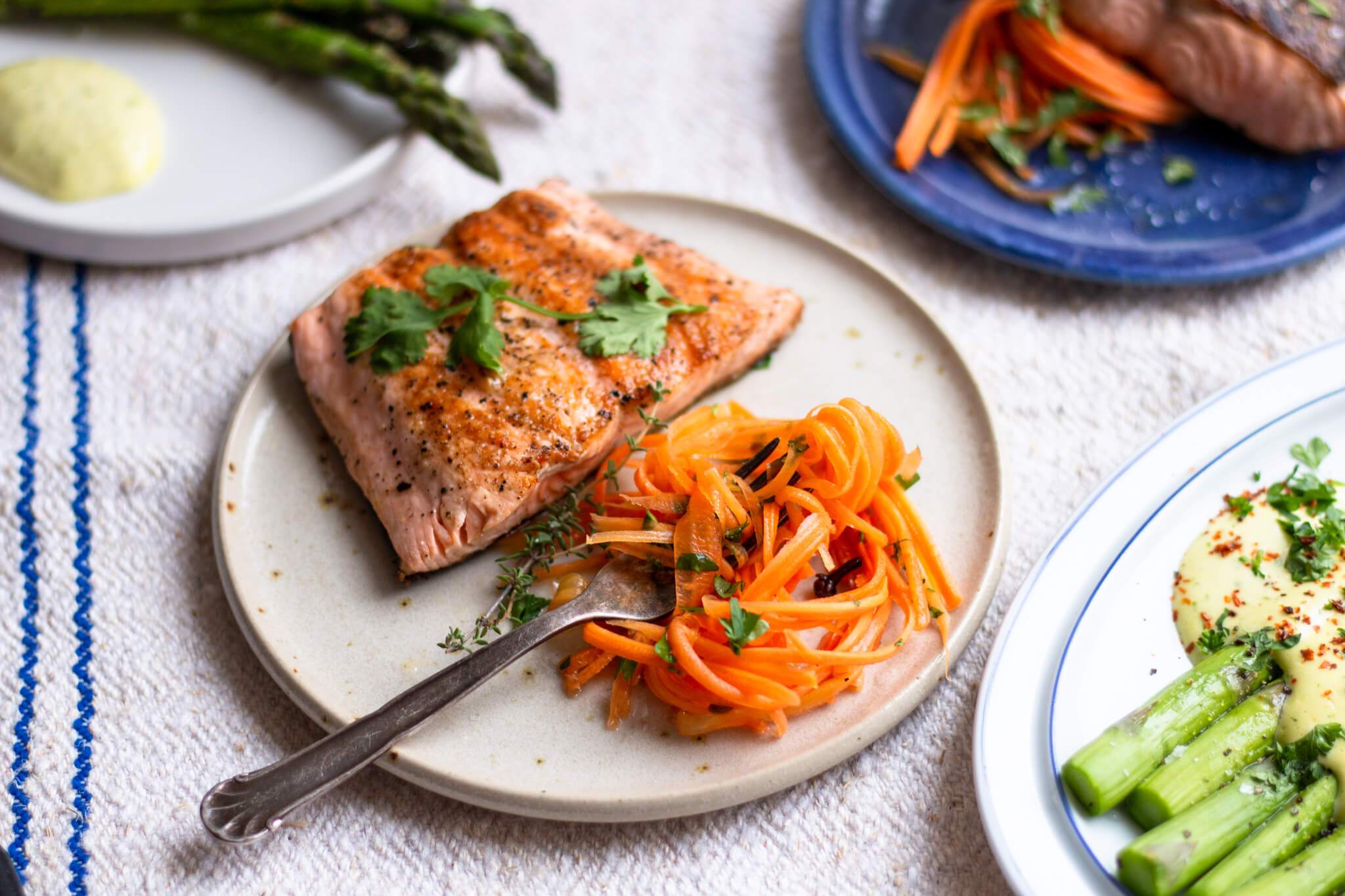 Quick Pickled Carrots & Baked  Salmon