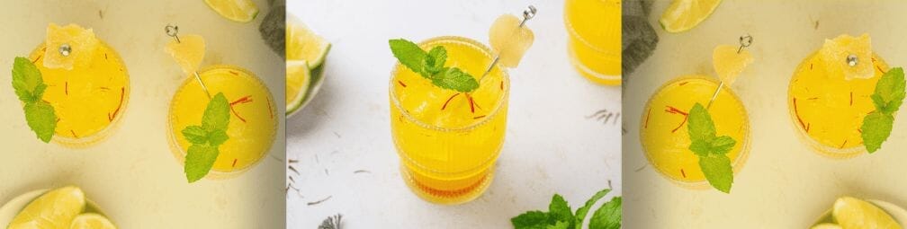 Saffron Mocktail with Ginger, Lime, and Honey