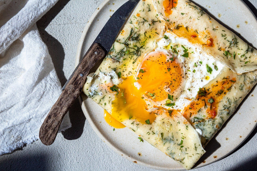 Savory Crêpes with Goat Cheese Filling and Lemon Zest