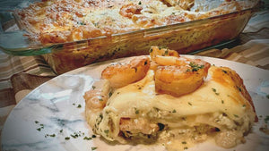 Shrimp and Sausage Lasagna with Coriander Cream Sauce