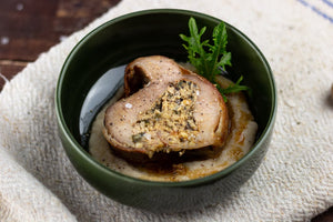 Stuffed Pork Roulade with celeriac mash