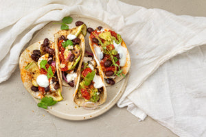 Summer Squash Tacos with Cinnamon Tomato Jam & Black Beans