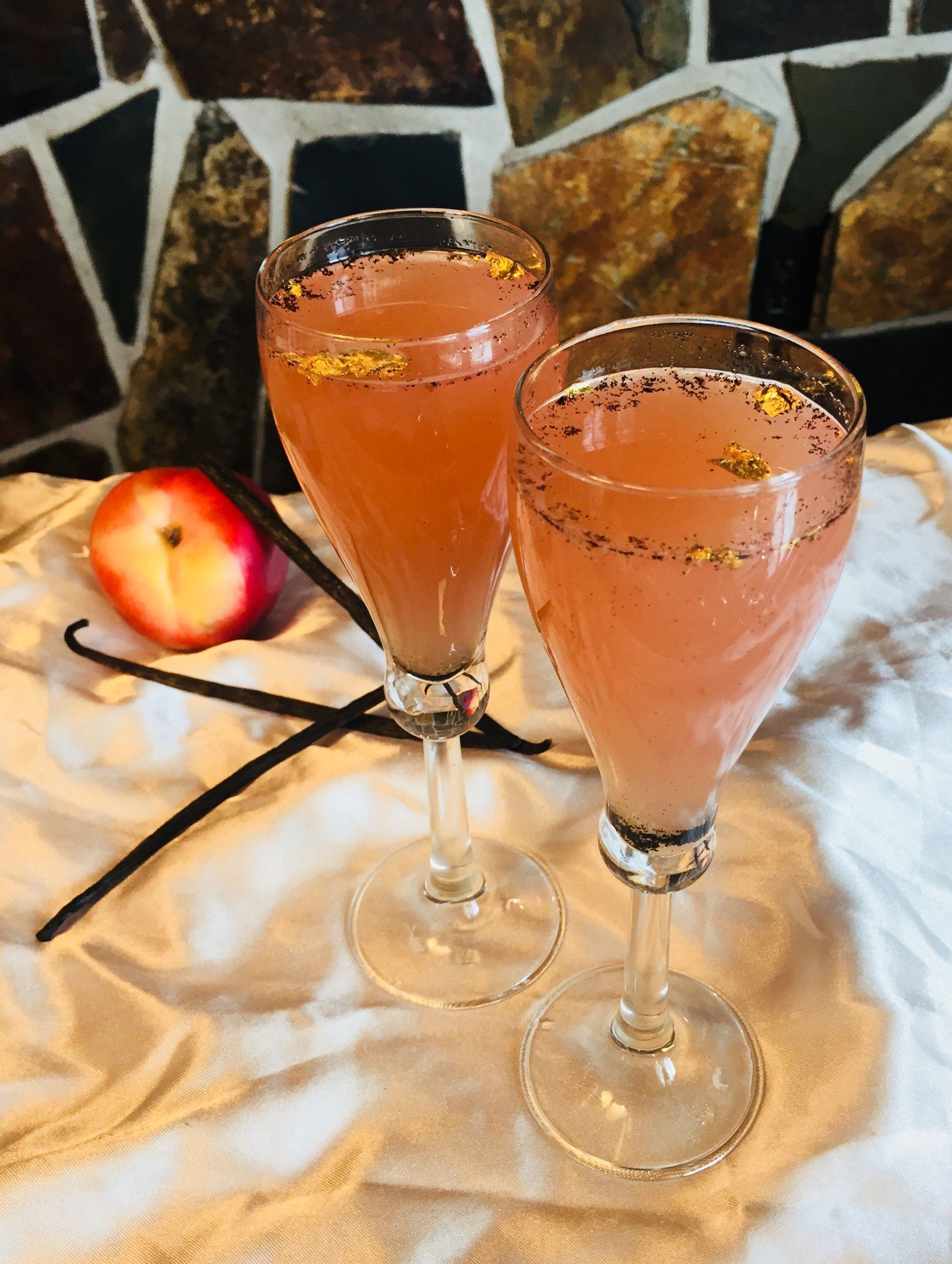 White Peach & Vanilla Bellinis with Loose Leaf Gold