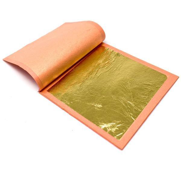 Loose Leaf Edible Gold Sheets, 24 Karat Metal leaf Slofoodgroup 25 sheets 